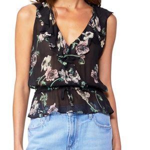 Paige Adina Floral Ruffle Silk Top
